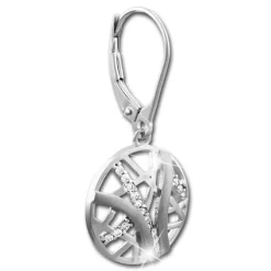 SilberDream Ohrhänger Scheibe Zirkonia weiß 925 Silber Damen Ohrring SDO4316W