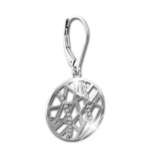 SilberDream Ohrhänger Scheibe Big Zirkonia 925 Silber Damen Ohrring SDO4312W
