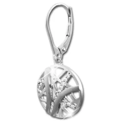 SilberDream Ohrhänger Scheibe Zirkonia weiß 925 Silber Damen Ohrring SDO4316W