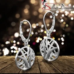 SilberDream Ohrhänger Scheibe Zirkonia weiß 925 Silber Damen Ohrring SDO4316W