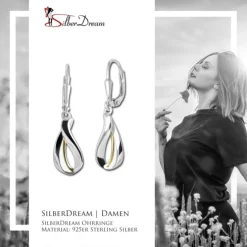 SilberDream Ohrhänger Shine bicolor 925 Sterling Silber Damen SDO4443T