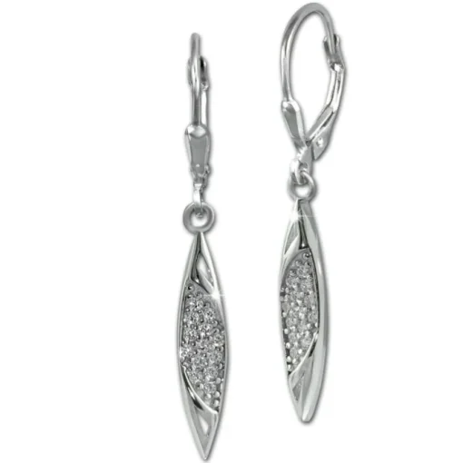 SilberDream Ohrhänger Ship Zirkonia weiß 925 Sterling Silber Damen SDO4385W