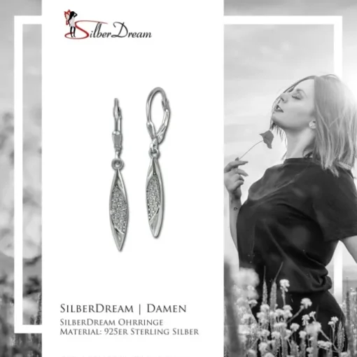 SilberDream Ohrhänger Ship Zirkonia weiß 925 Sterling Silber Damen SDO4385W