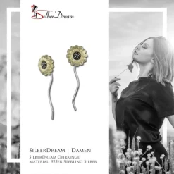 SilberDream Ohrhänger Sonnenblume 925 Silber Damen Ohrringe SDO463Y