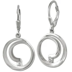 SilberDream Ohrhänger Spirale Zirkonia weiß 925 Sterling Silber Damen SDO4379W