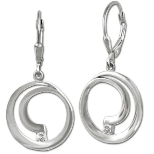SilberDream Ohrhänger Spirale Zirkonia weiß 925 Sterling Silber Damen SDO4379W