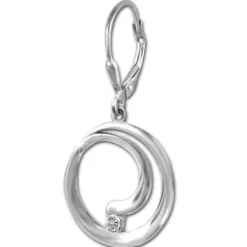 SilberDream Ohrhänger Spirale Zirkonia weiß 925 Sterling Silber Damen SDO4379W