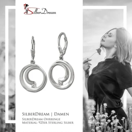 SilberDream Ohrhänger Spirale Zirkonia weiß 925 Sterling Silber Damen SDO4379W
