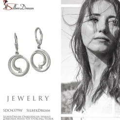 SilberDream Ohrhänger Spirale Zirkonia weiß 925 Sterling Silber Damen SDO4379W