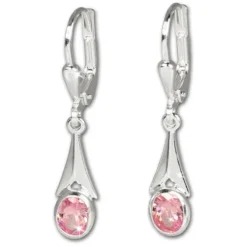 SilberDream Ohrhänger Stein rosa Ohrring 925 Silber SDO514A