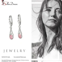 SilberDream Ohrhänger Stein rosa Ohrring 925 Silber SDO514A