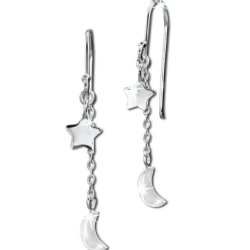 SilberDream Ohrhänger Stern & Mond 925er Sterling Silber Damen Ohrring SDO8807J