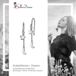 SilberDream Ohrhänger Stern & Mond 925er Sterling Silber Damen Ohrring SDO8807J