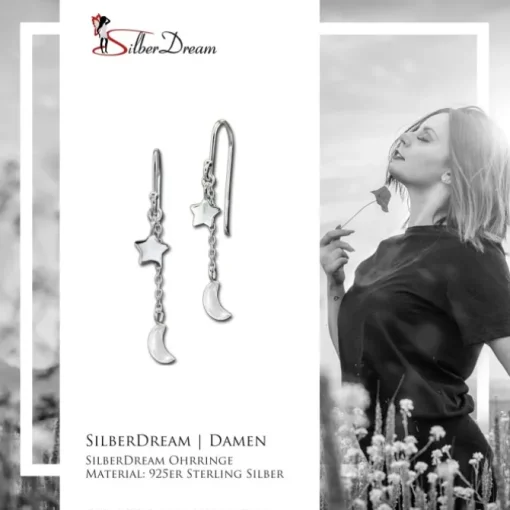 SilberDream Ohrhänger Stern & Mond 925er Sterling Silber Damen Ohrring SDO8807J