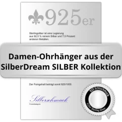 SilberDream Ohrhänger Süßwasser Perle weiß 9mm offen 925 Silber SDO148W