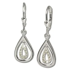 SilberDream Ohrhänger Träne Zirkonia weiß 925 Silber Ohrring SDO325