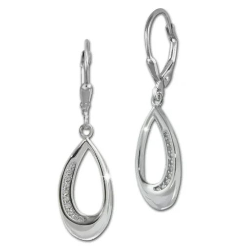 SilberDream Ohrhänger Träne Zirkonia weiß 925 Sterling Silber Damen SDO4371W