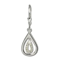 SilberDream Ohrhänger Träne Zirkonia weiß 925 Silber Ohrring SDO325