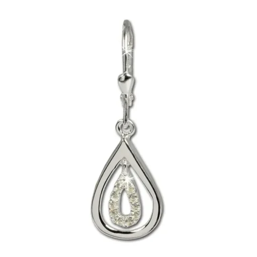 SilberDream Ohrhänger Träne Zirkonia weiß 925 Silber Ohrring SDO325
