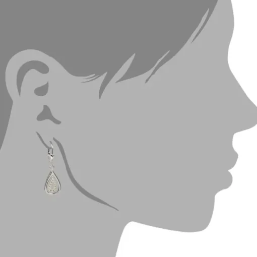SilberDream Ohrhänger Träne Zirkonia weiß 925 Silber Ohrring SDO325