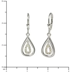 SilberDream Ohrhänger Träne Zirkonia weiß 925 Silber Ohrring SDO325