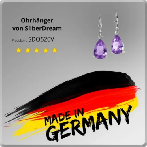 SilberDream Ohrhänger Träne lila Ohrring 925 Silber SDO520V
