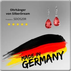 SilberDream Ohrhänger Träne rot Ohrring 925 Silber SDO520R