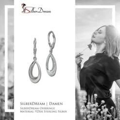 SilberDream Ohrhänger Träne Zirkonia weiß 925 Sterling Silber Damen SDO4371W