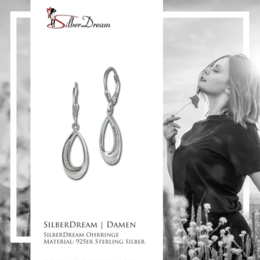 SilberDream Ohrhänger Träne Zirkonia weiß 925 Sterling Silber Damen SDO4371W