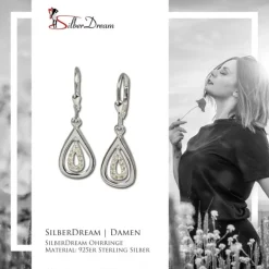 SilberDream Ohrhänger Träne Zirkonia weiß 925 Silber Ohrring SDO325