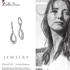 SilberDream Ohrhänger Träne Zirkonia weiß 925 Sterling Silber Damen SDO4371W