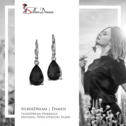 SilberDream Ohrhänger Träne schwarz Ohrring 925 Silber SDO520S