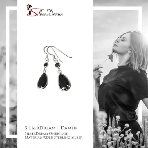 SilberDream Ohrhänger Tropfen Zirkonia schwarz 925 Silber SDO8601S