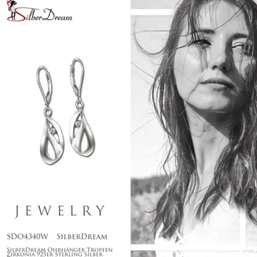 SilberDream Ohrhänger Tropfen Zirkonia 925er Sterling Silber Damen SDO4340W