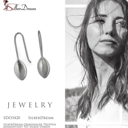 SilberDream Ohrhänger Tropfen diamantiert 925 Silber Damen Ohrring SDO3420