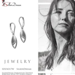 SilberDream Ohrhänger Tropfen Zirkonia weiß 925 Silber Damen Ohrring SDO4317W