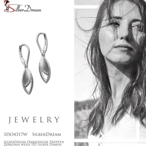 SilberDream Ohrhänger Tropfen Zirkonia weiß 925 Silber Damen Ohrring SDO4317W