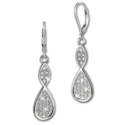SilberDream Ohrhänger Unendlich Zirkonia weiß 925 Silber Ohrring SDO4291W