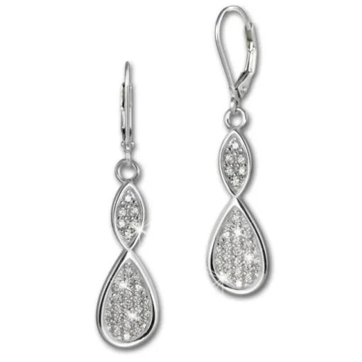 SilberDream Ohrhänger Unendlich Zirkonia weiß 925 Silber Ohrring SDO4291W