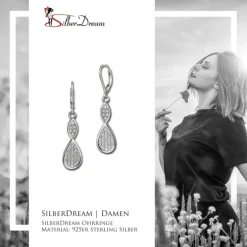 SilberDream Ohrhänger Unendlich Zirkonia weiß 925 Silber Ohrring SDO4291W