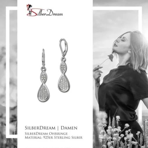 SilberDream Ohrhänger Unendlich Zirkonia weiß 925 Silber Ohrring SDO4291W