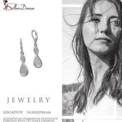 SilberDream Ohrhänger Unendlich Zirkonia weiß 925 Silber Ohrring SDO4291W