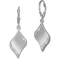 SilberDream Ohrhänger Welle Zirkonia weiß 925 Silber Ohrring SDO363M