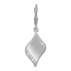 SilberDream Ohrhänger Welle Zirkonia weiß 925 Silber Ohrring SDO363M