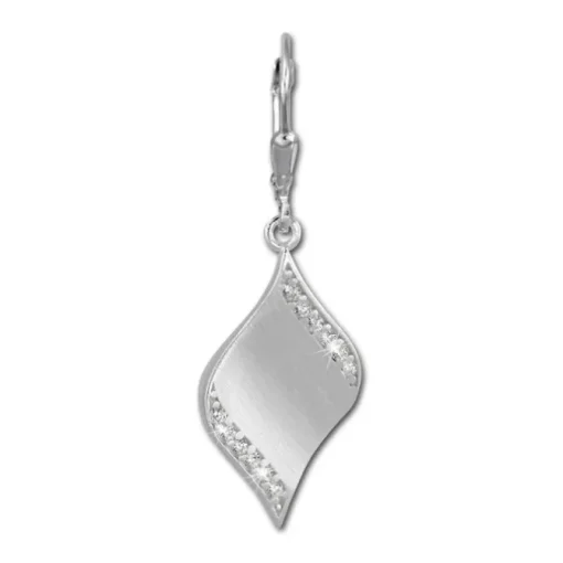 SilberDream Ohrhänger Welle Zirkonia weiß 925 Silber Ohrring SDO363M