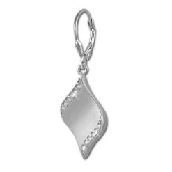 SilberDream Ohrhänger Welle Zirkonia weiß 925 Silber Ohrring SDO363M