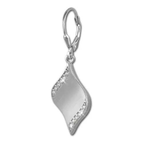 SilberDream Ohrhänger Welle Zirkonia weiß 925 Silber Ohrring SDO363M