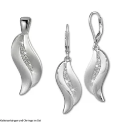 SilberDream Ohrhänger Welle Zirkonia weiß 925 Silber Ohrring SDO4292W