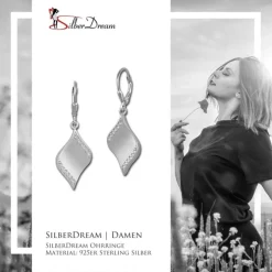 SilberDream Ohrhänger Welle Zirkonia weiß 925 Silber Ohrring SDO363M