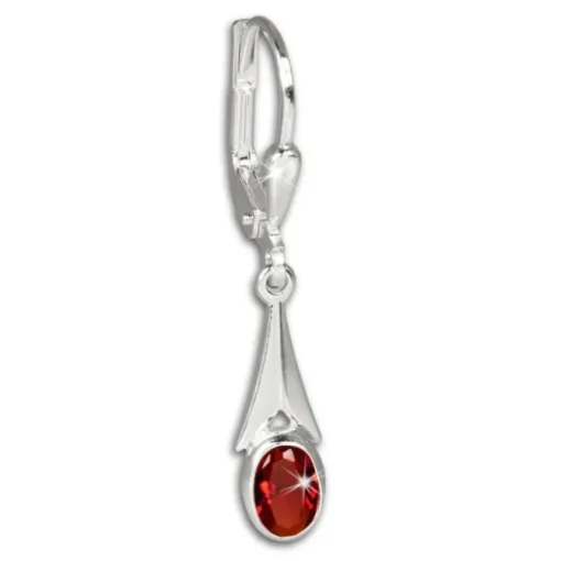 SilberDream Ohrhänger Zirkonia Stein rot Ohrring 925er Silber SDO514R